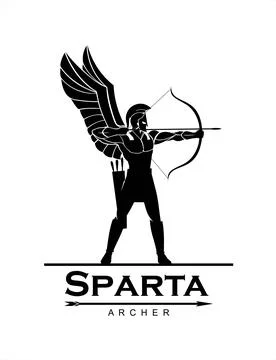 Winged Sparta Archery in Black Stock Illustration