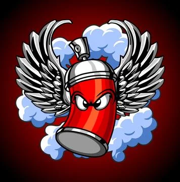 Winged spray paint can vector template Stock Illustration