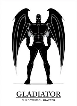 Winged standing man on the white background Stock Illustration