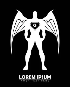Winged standing man. white guardian angel Stock Illustration
