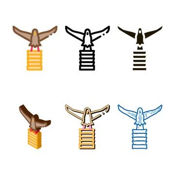 Winged types bird statue icon vector outline Illustrazione stock