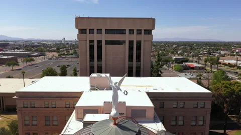 Winged Victory Statue on Capitol Building in Phoenix Arizona, drone. Stock Footage 165085567