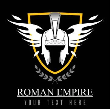 Winged warrior helmet, shield and laurel wreath Stock Illustration