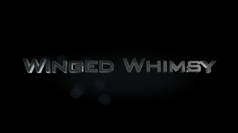 Winged Whimsy title metal text on black alpha channel background Stock Footage 295904418