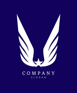 Winged white star on dark blue Stock Illustration