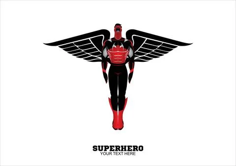 Winged young superhero warrior Stock Illustration