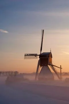 Wingerdse mill in wintermood Stock Photos