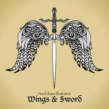 Wings And Sword Stock Illustration