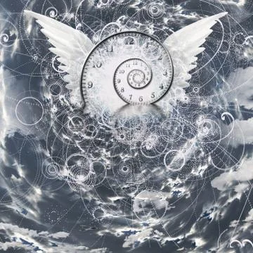 Wings and time spiral Stock Illustration