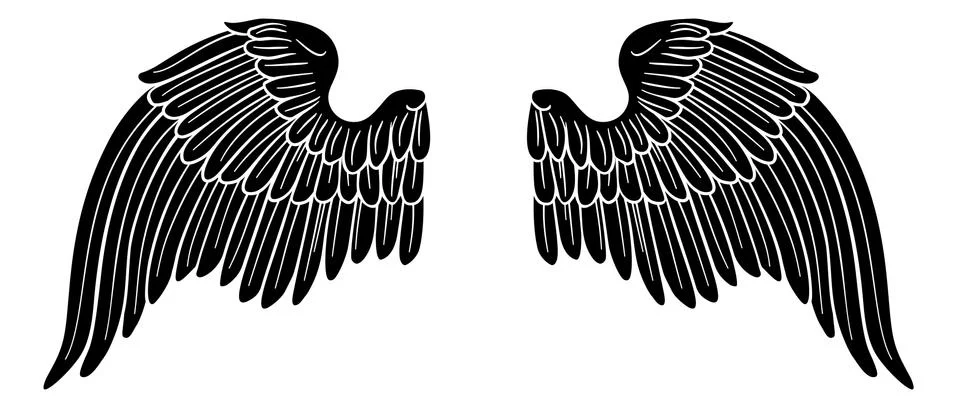 Wings Angel or Eagle Pair 스톡 일러스트