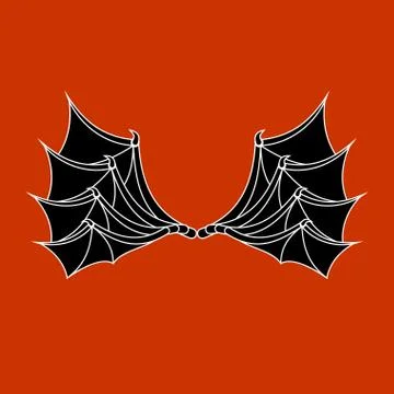 Wings of bat and dragon. Demon wing on red background Illustrazione stock