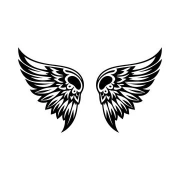 Wings black and white vector icon Illustrazione stock