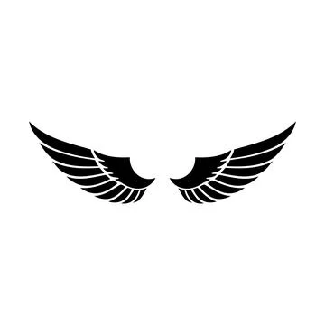 Wings black and white vector icon Illustrazione stock