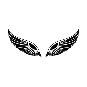 Wings black and white vector icon Illustrazione stock