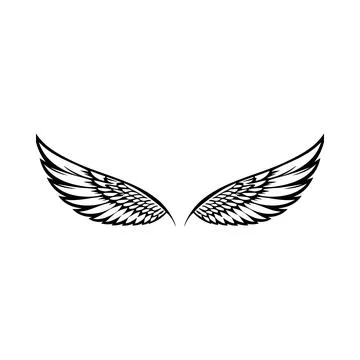 Wings black and white vector icon Illustrazione stock