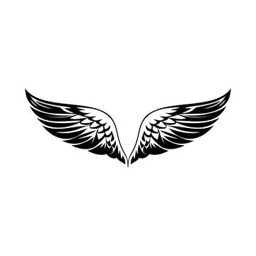 Wings black and white vector icon. Stock Illustration