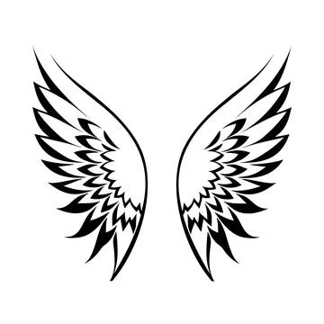 Wings black and white vector icon. Illustrazione stock