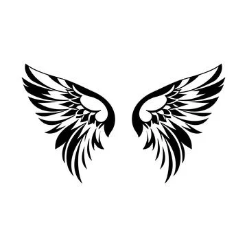 Wings black and white vector icon. Illustrazione stock