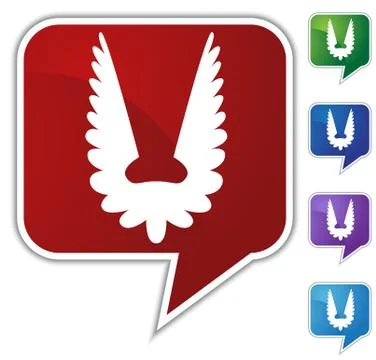 Wings button speech bubble set Stock Illustration