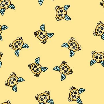 Wings cute monster vector seamless pattern Illustrazione stock