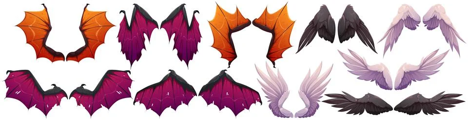 Wings of demon and angel Halloween collection Stock Illustration