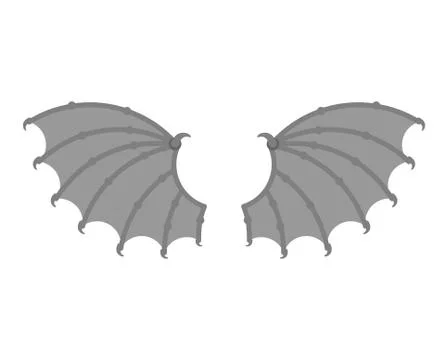 Wings demon isolated. Wing devil. Winged bat or gargoyle Stock Illustration