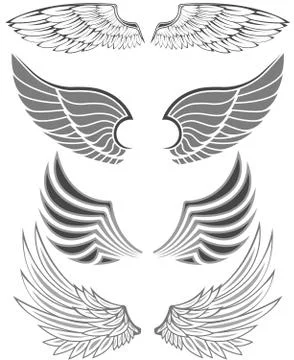 Wings in different forms and styles for emblems 스톡 일러스트