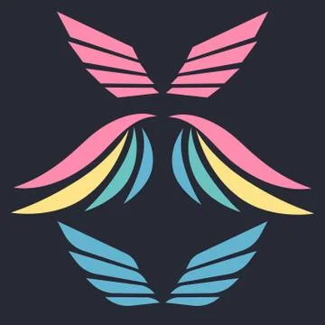 Wings emblem elements. Angels and birds winged labels. Bird wings vector logo Stock Illustration