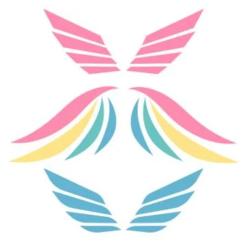 Wings emblem elements. Angels and birds winged labels. Bird wings logo. angel Stockillustratie