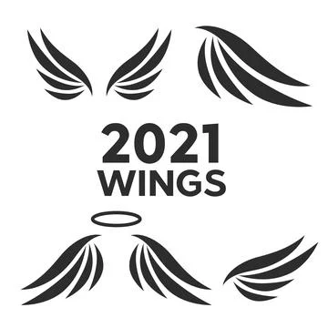 Wings emblem elements. Angels and birds winged labels. Bird wings vector logo Stock Illustration