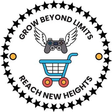 Wings extend from a game controller above a shopping cart Stock Illustration