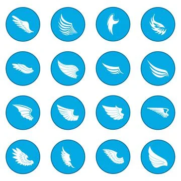 Wings icon blue Stock Illustration