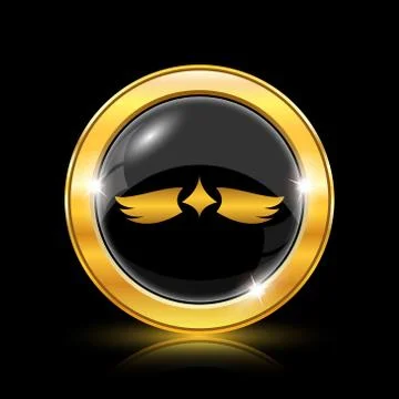 Wings icon. Internet button on black background. EPS10 vector. Illustrazione stock