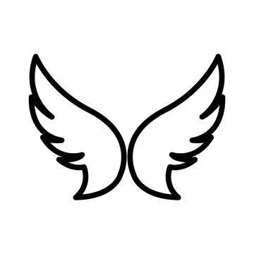 Wings icon linear logo mark in black and white Illustration