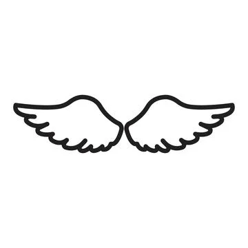 Wings icon linear logo mark in black and white Illustrazione stock