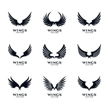 Wings Icon Logo Template Vector Set Stock Illustration