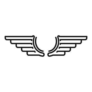 Wings icon, outline style Stock Illustration