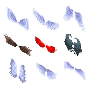 Wings icons set, isometric style Stock Illustration