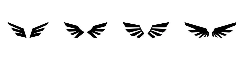Wings icons set. Simple set of wings vector icons. Stock Illustration