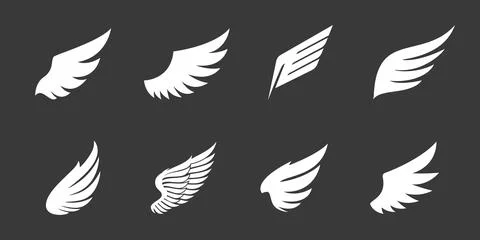 Wings icons set. Simple set of wings vector icons for web design on white b.. Stockillustratie
