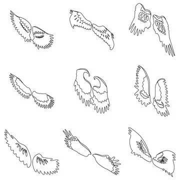 Wings icons set vector outine Stock Illustration