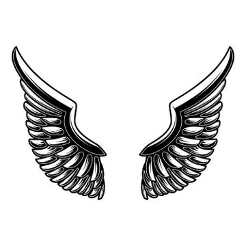 Wings illustration isolated on white background. Design element for logo, label Stock Illustration