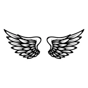 Wings isolated on white background. Design element for logo, label, emblem, s Stock Illustration