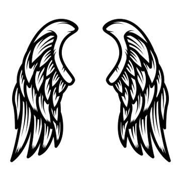 Wings isolated on white background. Design element for logo, label, emblem, s Illustrazione stock