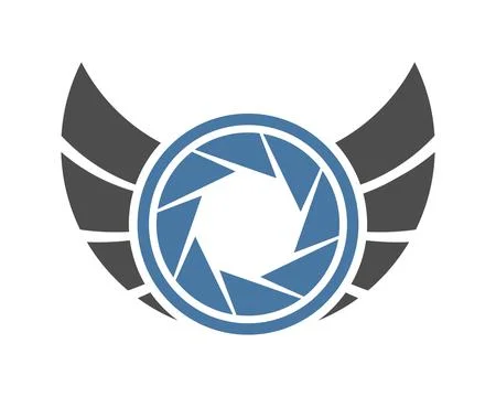 Wings with lens camera inside Stock Illustration