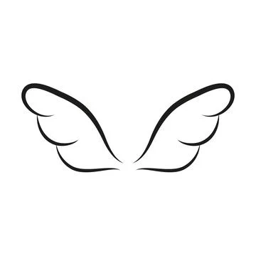 Wings line template icon. Wings for fly bird, angel and religious symbol. Wings Stock Illustration