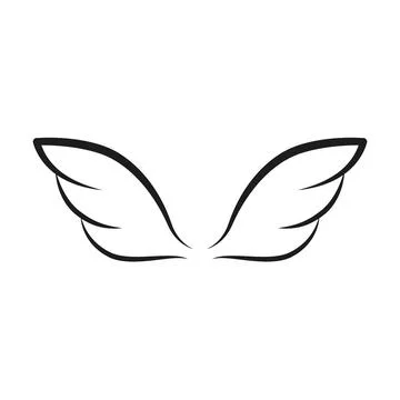 Wings line template icon. Wings for fly bird, angel and religious symbol. Wings Stock Illustration