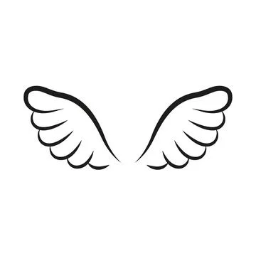 Wings line template icon. Wings for fly bird, angel and religious symbol. Wings Stock Illustration