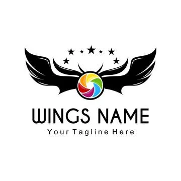 Wings Logo Design, Shield Wings Vector, Bird Feather Illustration Stockillustratie