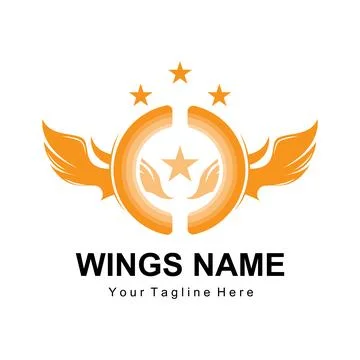 Wings Logo Design, Shield Wings Vector, Bird Feather Illustration Stockillustratie